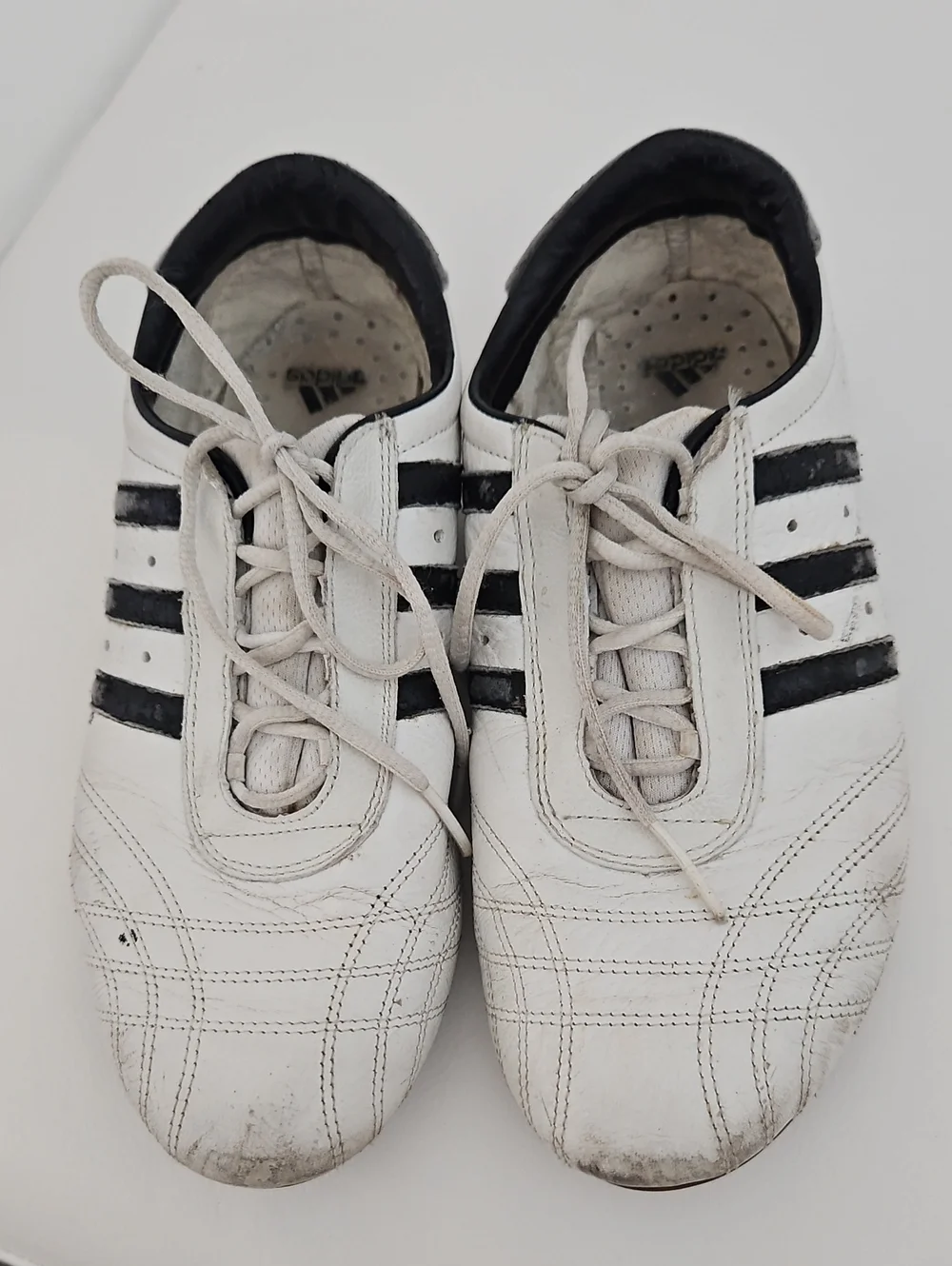adidas Classic White Athletic Shoes with Black Stripes